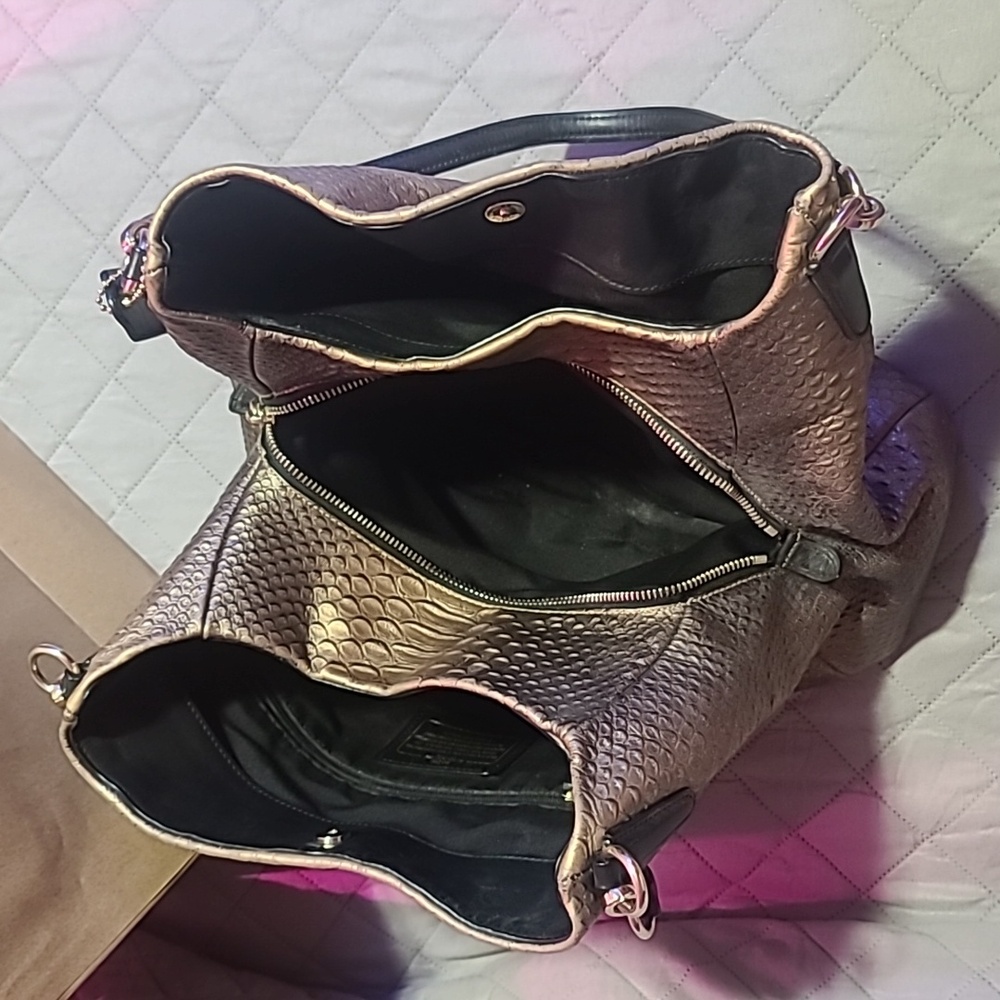 Coach Phoebe Metallic Snakeskin Handbag - Picture 10 of 10